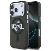 Karl Lagerfeld IML Glitter Karl & Choupette Sketch Logo MagSafe Case for iPhone 17 Pro - Black
