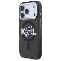 Karl Lagerfeld IML Glitter Karl & Choupette Sketch Logo MagSafe Case for iPhone 17 Pro - Black
