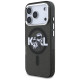 Karl Lagerfeld IML Glitter Karl & Choupette Sketch Logo MagSafe Case for iPhone 17 Pro - Black