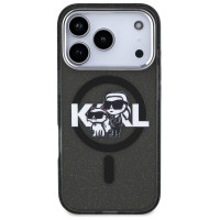 Karl Lagerfeld IML Glitter Karl & Choupette Sketch Logo MagSafe Case for iPhone 17 Pro - Black
