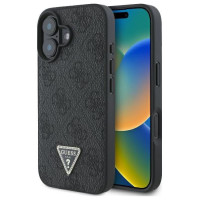 Guess Leather 4G Triangle Strass MagSafe Case for iPhone 16 - Black