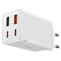 Baseus GaN6 Pro Charger 65W 2 x USB-C 2 x USB-A with Black USB-C Cable 100W 1m - White