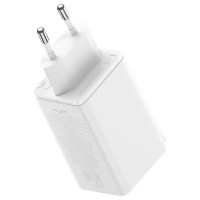 Baseus GaN6 Pro Charger 65W 2 x USB-C 2 x USB-A with Black USB-C Cable 100W 1m - White