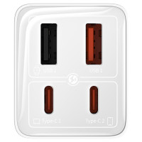 Baseus GaN6 Pro Charger 65W 2 x USB-C 2 x USB-A with Black USB-C Cable 100W 1m - White