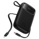Baseus Qpow2 20000mAh 22.5W Powerbank with Dual Cable with Digital Display + Baseus Simple USB-C 3A Cable 0.3m (Black) - Black