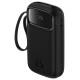 Baseus Qpow2 20000mAh 22.5W Powerbank with Dual Cable with Digital Display + Baseus Simple USB-C 3A Cable 0.3m (Black) - Black