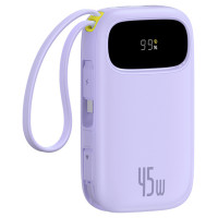 Baseus EnerFill FC31 20000mAh 45W Power Bank with Display with USB-C and Lightning Cables - Purple