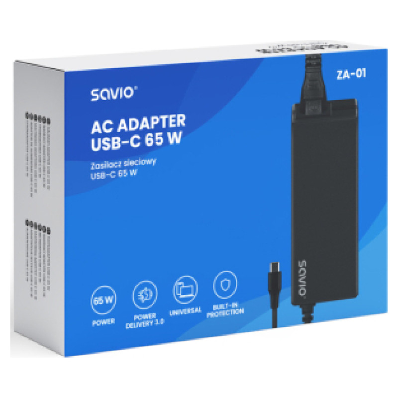 Savio Portatīvā datora lādētājs Savio AC adapter USB-C 65W PD