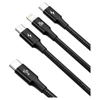 Baseus Rapid Series 3in1 USB-C - USB-C / Lightning / micro USB cable 20W PD 1.5m - black