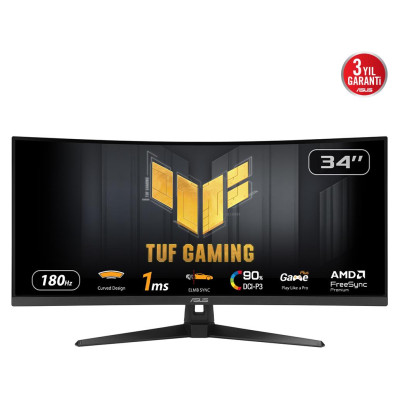 Asus LCD Monitor|ASUS|TUF Gaming VG34VQ3B|34"|Gaming/Curved|Panel VA|3440x1440|16:9|180Hz|1 ms|Speakers|90LM0AA0-B01170