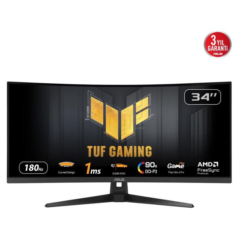 Asus LCD Monitor|ASUS|TUF Gaming VG34VQ3B|34"|Gaming/Curved|Panel VA|3440x1440|16:9|180Hz|1 ms|Speakers|90LM0AA0-B01170