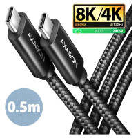 Axagon CABLE USB-C TO USB-C 0.5M 240W/8K BLACK BUCM4X-CM05AB AXAGON