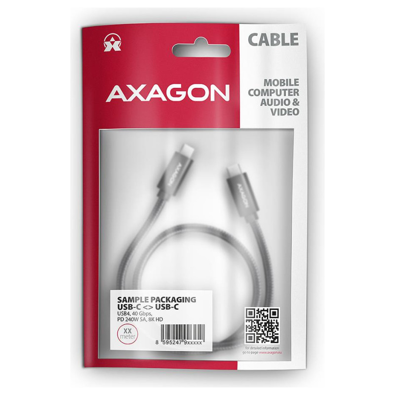 Axagon BUCM4X-CM05AB NewGEN USB-C - USB-C 4 Gen 240 W cable 0.5 m