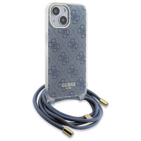 Guess Crossbody Cord 4G Print Case for iPhone 15/14/13 - Blue