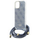 Guess Crossbody Cord 4G Print Case for iPhone 15/14/13 - Blue