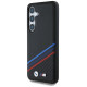 BMW Leather Tricolor Crossing Stripes MagSafe Case for Samsung Galaxy S25 - Black
