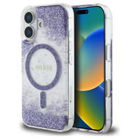 Guess HC Resin Bottom Glitter MagSafe case for iPhone 16 - purple