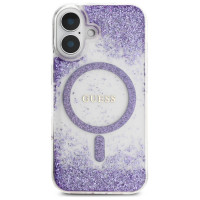 Guess HC Resin Bottom Glitter MagSafe case for iPhone 16 - purple