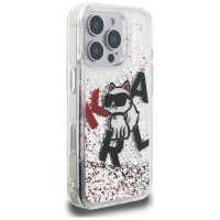 Karl Lagerfeld Liquid Glitter Choupette Logo Case for iPhone 16 Pro - Clear