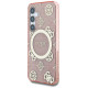 Guess 4G Background Gold Electroplated Peony Pattern MagSafe case for Samsung Galaxy S25 pink