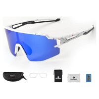 Rockbros Polarized Cycling Glasses with UV Protection and Corrective Insert Blue Lenses - White