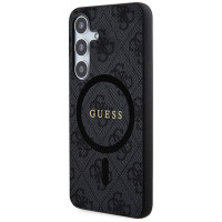 Guess 4G Collection Leather Metal Logo MagSafe Case for Samsung Galaxy S24 - Black
