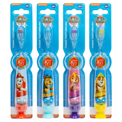 Paw Patrol Flashing Toothbrush Set with Suction Cap Different Colors 4 pcs