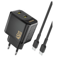 Dudao A28PCEU PD 45W GaN 2xUSB-C Wall Charger with USB-C Cable - Black