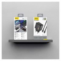 Dudao A28PCEU PD 45W GaN 2xUSB-C Wall Charger with USB-C Cable - Black