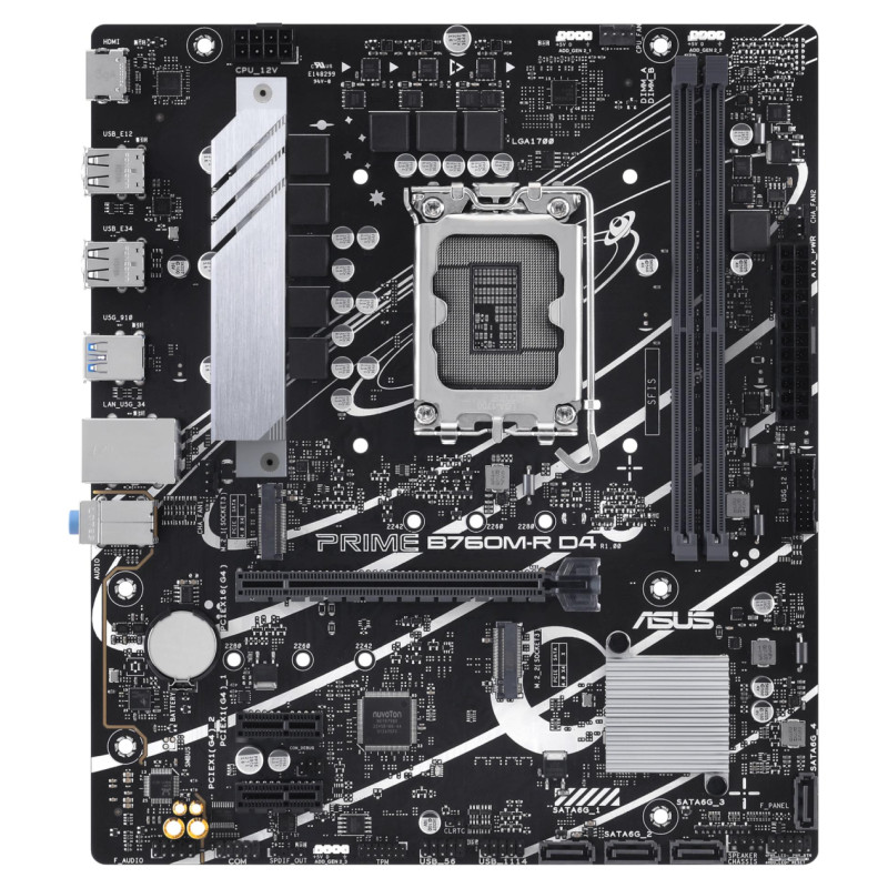 Asus Mainboard|ASUS|Intel B760 Express|LGA1700|Micro-ATX|Memory DDR4|Memory slots 2|2xPCI-Express 4.0 1x|1xPCI-Express 4.0 16x|2xM.2|1x15pin D-sub|1xHDMI|4xUSB 2.0|4xUSB 3.2|1xOptical S/PDIF|3xAudio port|PRIMEB760M-RD4