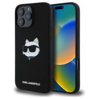 Karl Lagerfeld Silicone Choupette Head Print MagSafe iPhone 16 Pro Case - Black
