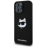 Karl Lagerfeld Silicone Choupette Head Print MagSafe iPhone 16 Pro Case - Black