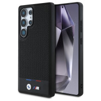 BMW Leather Tricolor Stripe MagSafena Samsung Galaxy S25 Ultra Case - Black