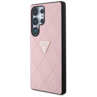Guess Hot Stamp 4G Pattern Triangle Metal Logo Case for Samsung Galaxy S25 Ultra - Pink