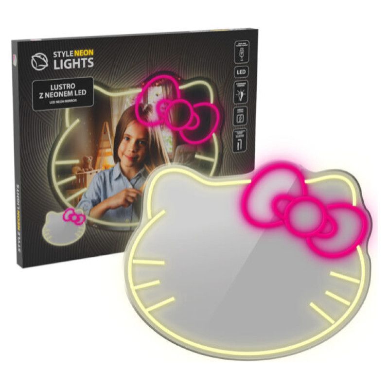 Manta MASNL129WH  Style Neon Lights Cat With A Bow LED Neon Mirror