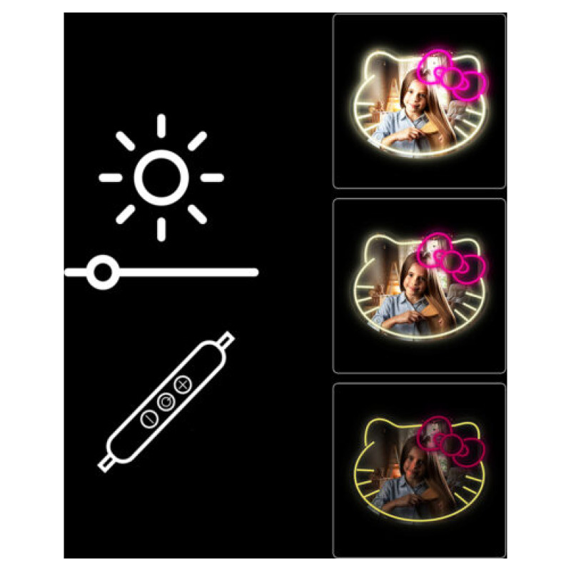 Manta MASNL129WH  Style Neon Lights Cat With A Bow LED Neon Mirror