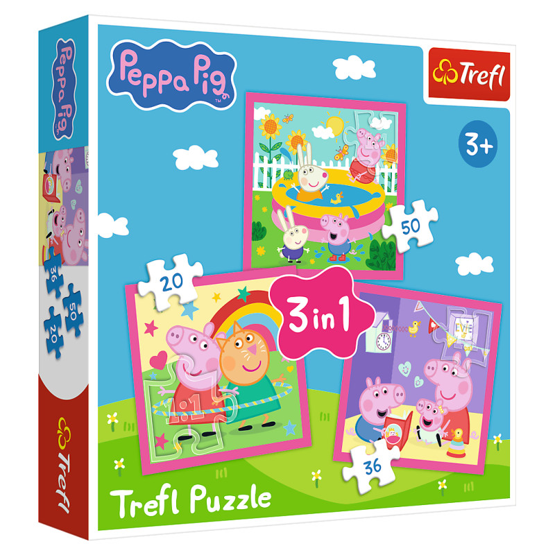 Trefl PEPPA PIG Pužļu komplekts 3in1 Peppa