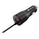 Canyon car charger C-033 2.4A/USB-A built-in Lightning Black