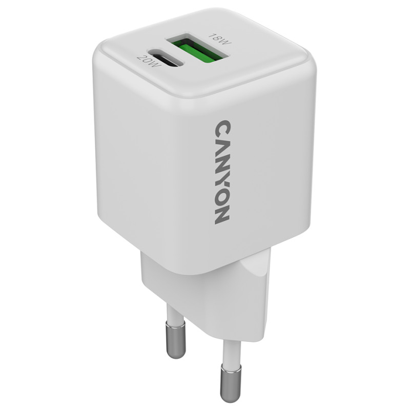 Canyon charger CU20AC GaN 20W 1xPD 1xQC EU White