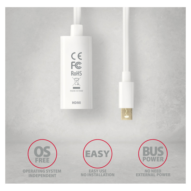 Axagon RVDM-HI14N Mini DP > HDMI 1.4 adapter 4K/30Hz