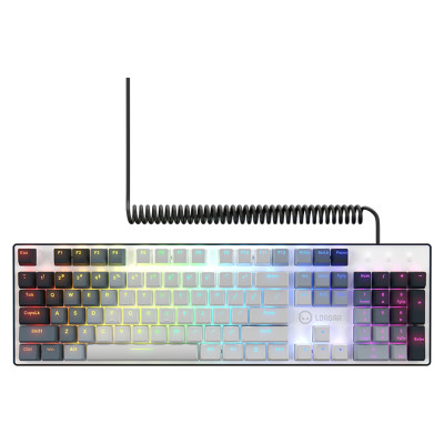 Lorgar Azar 514, Wired mechanical gaming keyboard, RGB backlight, 1680000 colour variations, 18 modes, keys number: 104, 50M clicks, linear dream switches, spring cable up to 3.4m, ABS plastic+metal, magnetic cover, 450*136*39mm, 1.17kg, white, EN layout