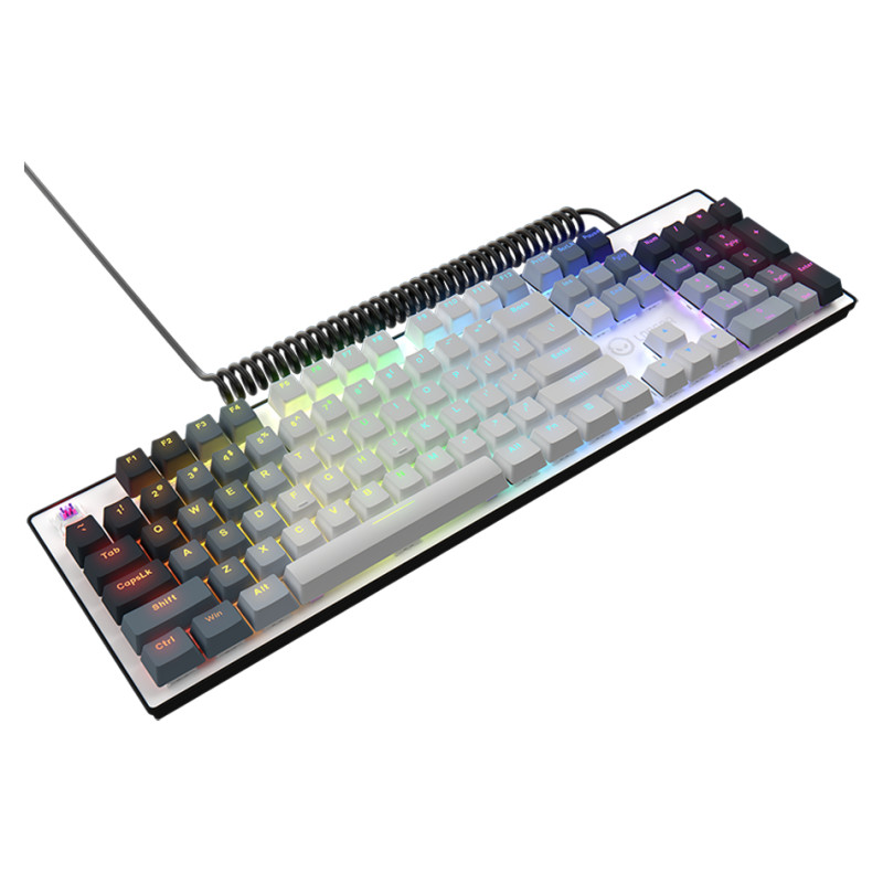 Lorgar Azar 514, Wired mechanical gaming keyboard, RGB backlight, 1680000 colour variations, 18 modes, keys number: 104, 50M clicks, linear dream switches, spring cable up to 3.4m, ABS plastic+metal, magnetic cover, 450*136*39mm, 1.17kg, white, EN layout