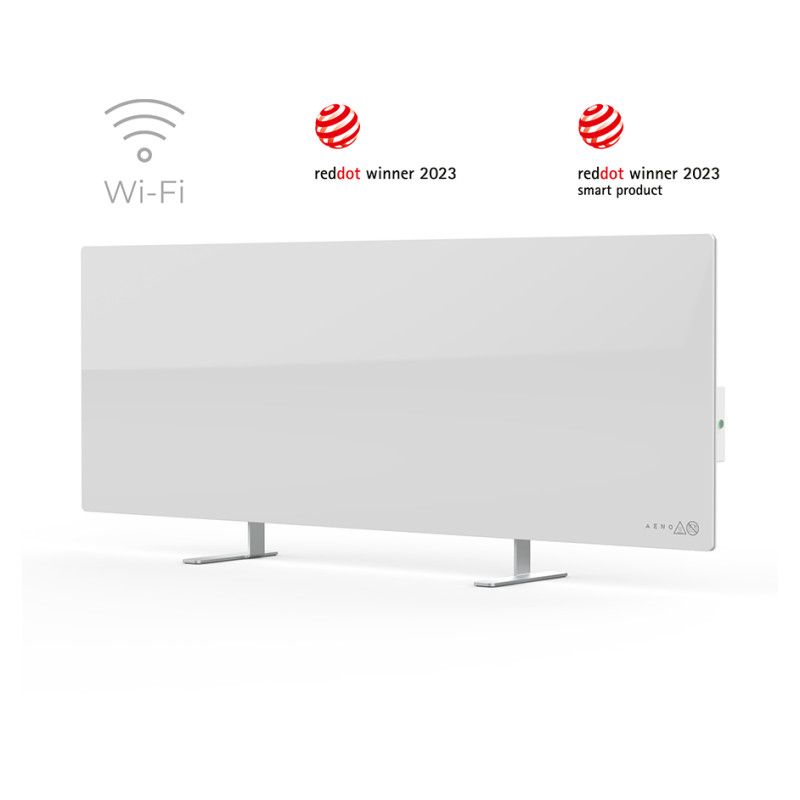 Aeno Premium Eco Smart Heater, 700W, Tempered glass, Infrared+convection heating type, Plug type: Europe (E/F type), WHITE