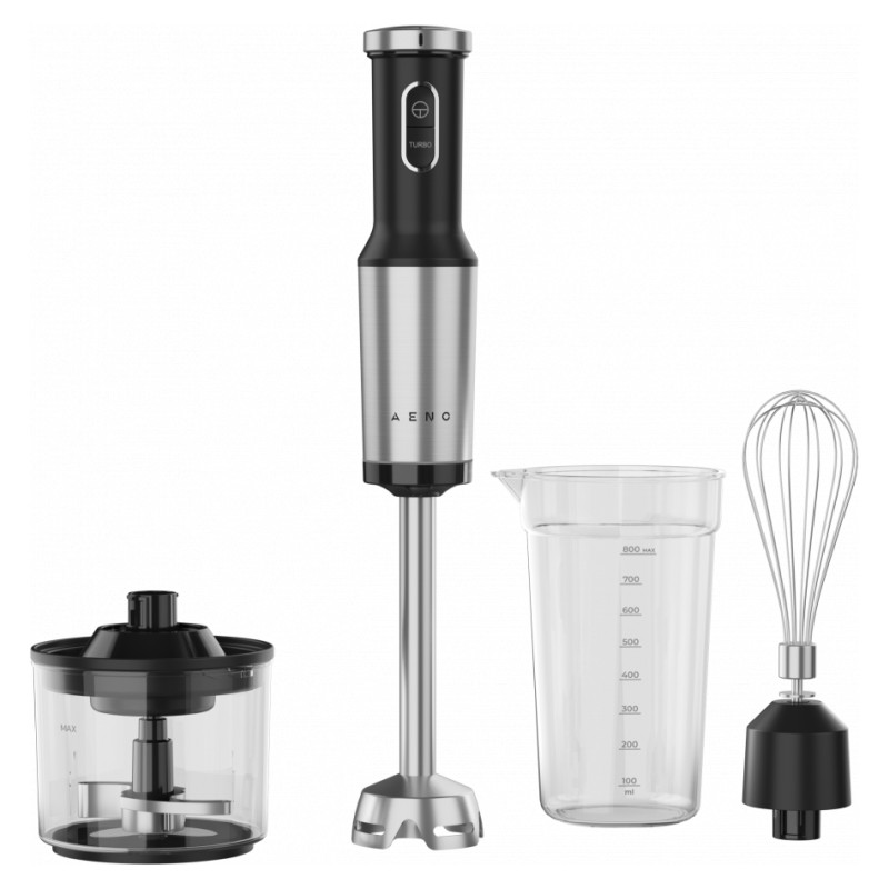 Aeno Hand Blender, 1200W in CB, Black, Tiger Teeth Cutter, Whisk, Food Processor, Cup