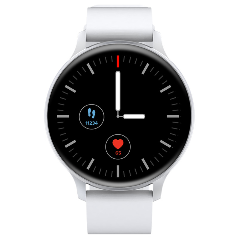 Canyon Badian SW-68, Smartwatch, Realtek 8762CK, 1.28''TFT 240x240px; RAM : 160KB,  Lithium-ion polymer battery, 3.7V 190mAh Include, Silver Zinc alloy middle frame + plastic bottom case+ white Silicone strap + silver strap buckle, 44.9x 10.9mm,