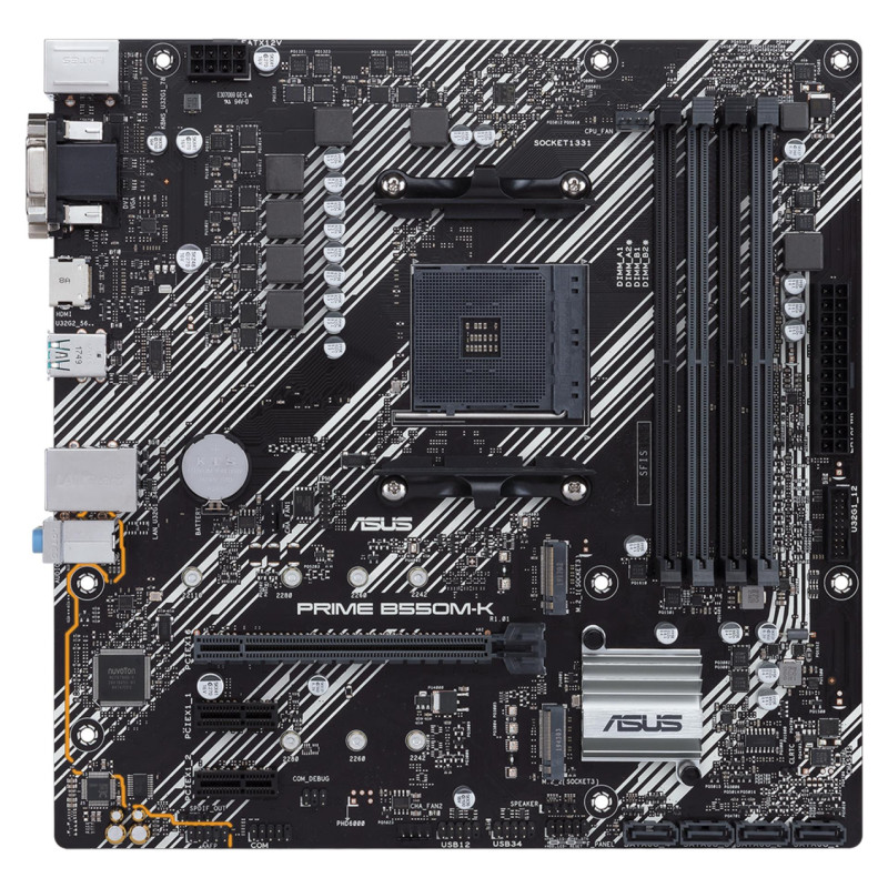 Asus Mainboard|ASUS|AMD B550|SAM4|MicroATX|2xPCI-Express 3.0 1x|2xM.2|1xPCI-Express 4.0 16x|Memory DDR4|Memory slots 4|1x15pin D-sub|1xDVI|1xHDMI|6xUSB 3.2|1xPS/2|1xRJ45|3xAudio port|PRIMEB550M-K