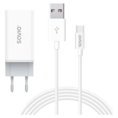 Savio Lādētājs Savio GaN 65W + USB-A - USB Type-C 1m Cable