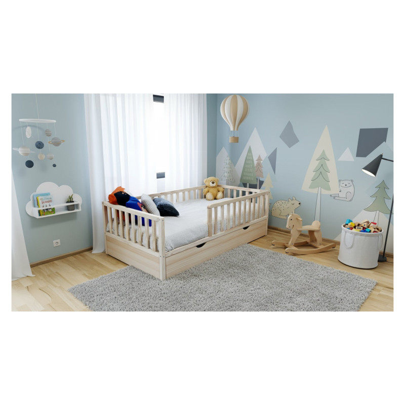 Emis Bērnu gulta "Scandi Kids" 80x160 / Balts + pelēks (RAL 7040) / Nē