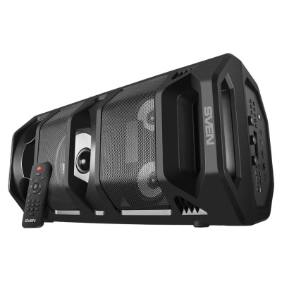 Sven 2.0 portable speaker SVEN PS-670, black, power output 2x32.5W (RMS), TWS, Bluetooth, FM, USB, microSD, LED-display, RC, lithium battery