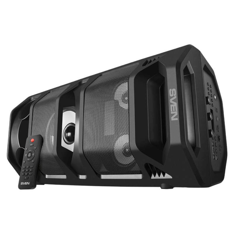 Sven 2.0 portable speaker SVEN PS-670, black, power output 2x32.5W (RMS), TWS, Bluetooth, FM, USB, microSD, LED-display, RC, lithium battery